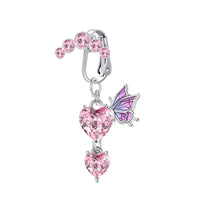 Peach Heart Dripping Oil Butterfly Nose Ringd
