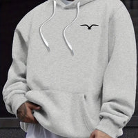 Mens Casual Bird-Print Long-Sleeve Hoodie