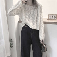 Women's Lazy Style Loose Short Soft Round Neck Sweater
