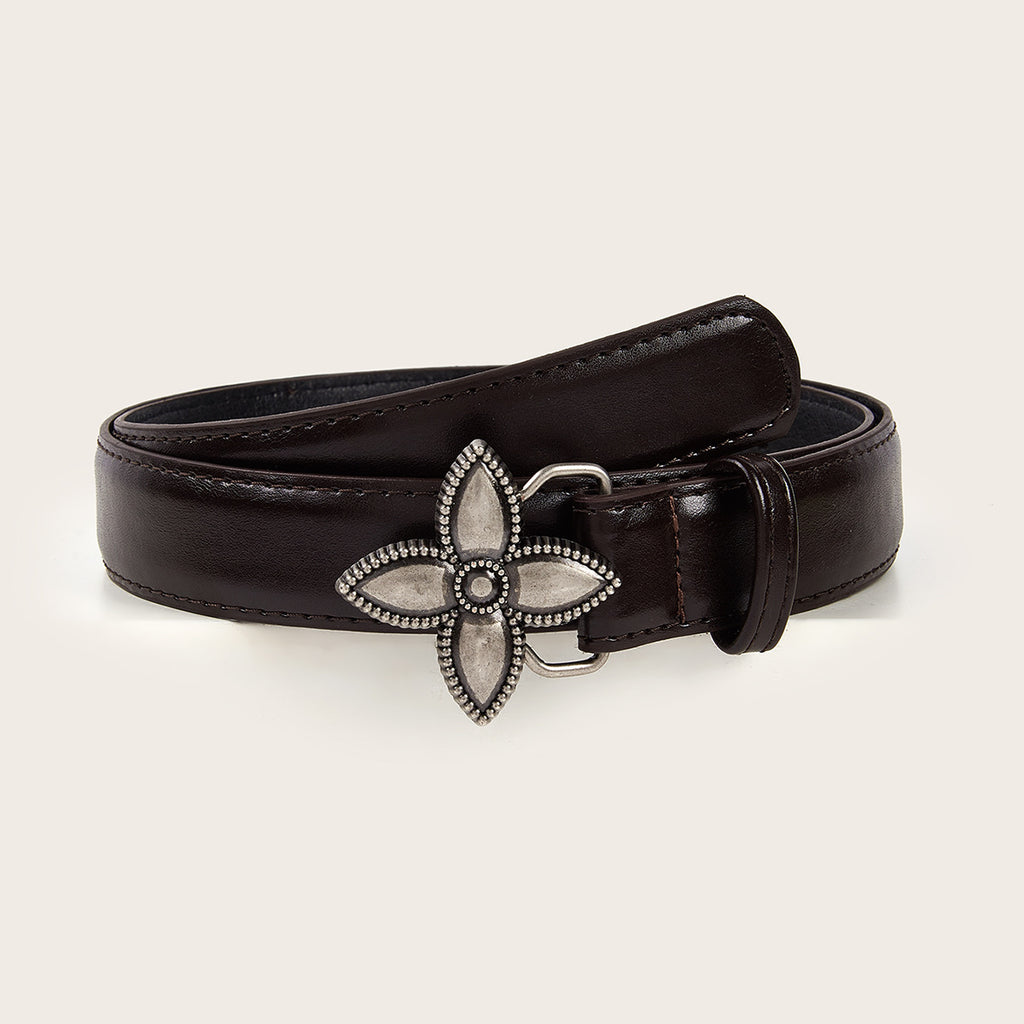 Metal Flower Snap Belt Simple Retro Women's Belt