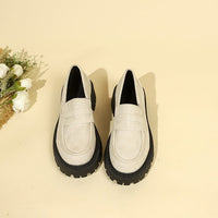 British Style Slip-on Leather Shoe Retro Platform Casual All-matching Women