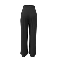 Womens Knitted Ribbed Wide-Leg Casual Pants With Elastic Waist