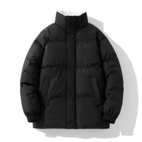 Fleece-lined Loose Cotton Coat Men's Stand Collar