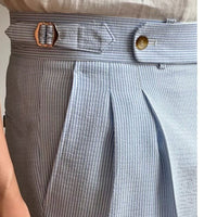 Men's Blue Striped Bubble Chino Trousers