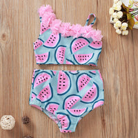 Watermelon printed petals swimsuit set