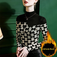 Women's Half-turtleneck Printed Stitching Bottoming Shirt