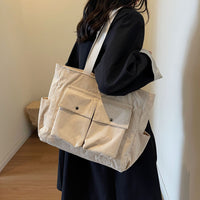 Women's Large Capacity Corduroy Shoulder Bag Portable Tote Bag
