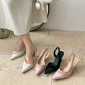 2025 Summer New French Style Pointed Toe High Heels, Spliced Closed Toe Sandals For Women, Elegant Fairy Shoes