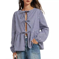 Autumn Loose Sweet Lace-up Shirt Sexy Strappy
