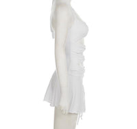 A Sleek, Figure-hugging Halter Dress With A Seamless Cutout Design Delivers An Effortlessly Cool And Edgy Look