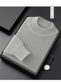 Men's Half Turtleneck Diamond Pattern Thickened Pullover Long Sleeve Base Layer Thermal Men's Clothing