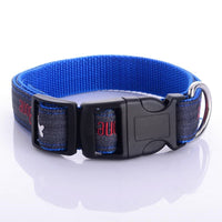 Jeans Dog Collar Embroidered Leather Dog Bone Choker Leash
