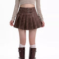 Gray PU Leather Women's High Waist Slimming A- Line Skirt
