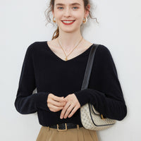 Women's Woolen Sweater V-neck Loose Wool Base Shirt