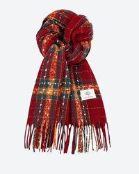 Autumn And Winter Warm Versatile Atmosphere Christmas Red Grid Scarf For Women