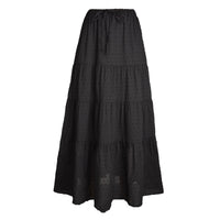 Adjustable High-waist Elastic Midi Skirt With Four Panels