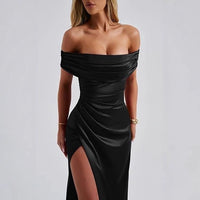Off-shoulder Side-slit Maxi Dress Fashion Gown