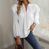 Spring And Summer Ruffled Lantern Sleeves Lace Stitching Coat