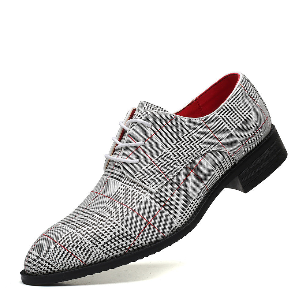 Men's Fashion Business Casual All-match Leather Shoes Lace-up Stripes