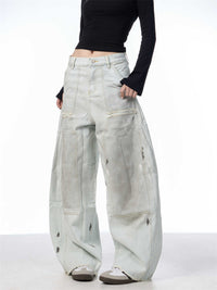 Women's Loose Retro Washed Distressed Machete Jeans