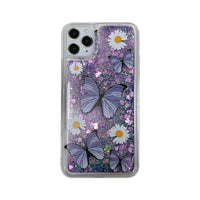 Purple Butterfly Chrysanthemum Daisy Glitter Quicksand Shell