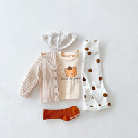 Printed Top High Waist Leggings Knit Cardigan Jacket Three Piece