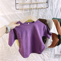 Slub cotton candy color bottoming shirt