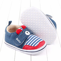Baby stripe cartoon casual Velcro walking shoes