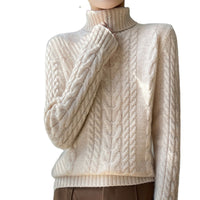 Cable-knit Turtleneck Bottoming Sweater Pure Color All-matching Women's Pullover Gentle Temperament