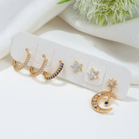 Real Gold Color Ear Clip Set Flowers