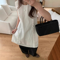 Summer New Stylish Large-Pocket Patchwork Hem Tank Dress