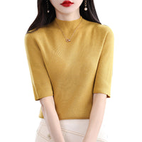 Spring New Half Turtleneck Half Sleeve Women's Bottoming Sweater