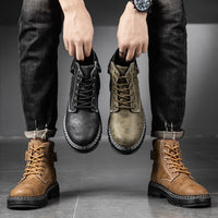 Men's High Top Round Toe Retro Work Boots