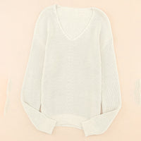 Threaded Long Sleeve Sweater Slim Fit Pullover Simple Style