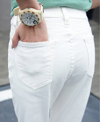 Black slim high waist cropped pants