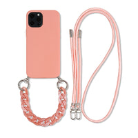 Solid Color Diagonal Double Lanyard Mobile Phone Case