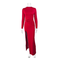 Women's Round-neck High-slit Sheath Dress