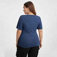 New V-neck Spliced Wide Slim Solid Color Top