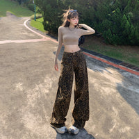 Coffee-brown Leopard-print Skinny Jeans That Slim The