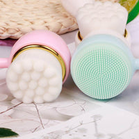 Silicone Manual Golden Circle Small Bowling Double Head Facial Brush