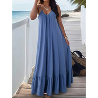 Strapless Sleeveless Solid-color Dress