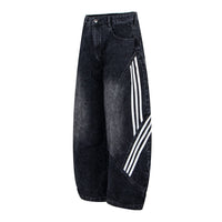 American-style Vintage Womens Wide-leg Denim Jeans