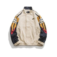 Couple Color Stitching Stand-collar Loose Casual Jacket