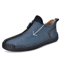 Men's Zipper Leather Boots Foreign Trade Hand-stitched Martin Boots