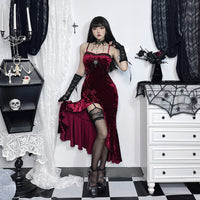 Christmas Gothic Dark Ruffle Lace Dress
