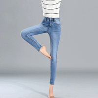 Spring new high waist elastic slim pencil pants