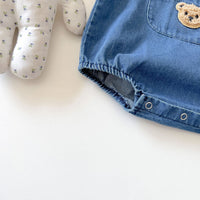 Korean Version Of Children's Bear Jeans Strap Shorts