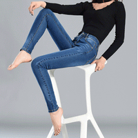 Spring new high waist elastic slim pencil pants