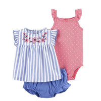 Baby Girl Short-sleeved Shorts T-shirt Three-piece Suit
