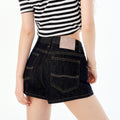 Denim Blue Low-rise Figure-flattering A-line Outerwear Skinny Denim Shorts